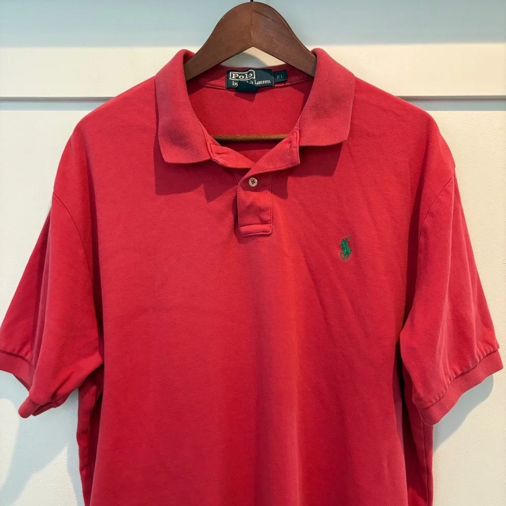 Polo Ralph Lauren Polo Shirt Mens XL Red Green Pony Cotton Short Sleeve Classic‎